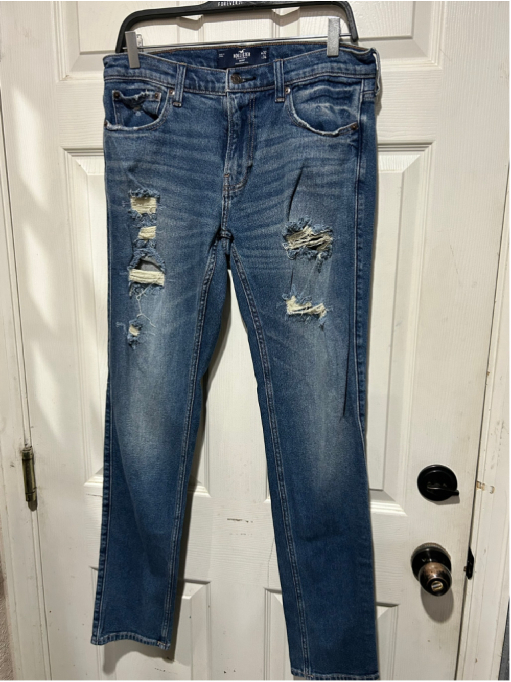 Men's Hollister Skinny Jeans Blue Waist 32 L34 Distressed